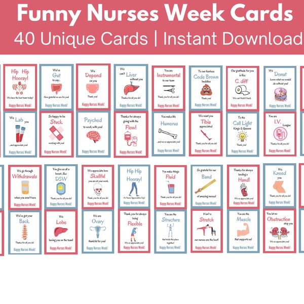 Nurses Week Printable Gift Tags, Nurses Week Funny Medical Cards, Nurse Appreciation Week, Nurses Week Gifts, RN Thank You