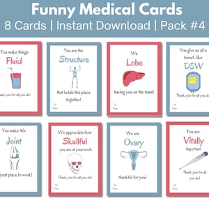 Cartes d'appréciation médicale amusantes pour médecins, infirmières, AIIC, MA, PA, kinésithérapeutes, pharmaciens | Carte du personnel hospitalier et médical