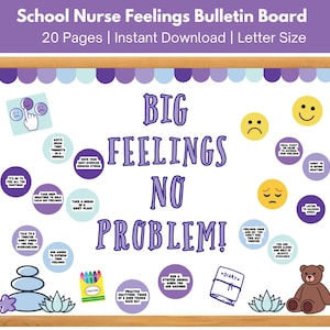 School Nurse Mental Health Bulletin Board, Teacher Bulletin Board Kit, School Nurse Office & Clinic Decor, Big Emotions Bulletin Board