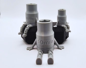 Socket Buddy stampato in 3D - Presa articolata da 10 mm - Divertente regalo da meccanico - Strumenti con umorismo - Accessorio unico per cassetta degli attrezzi - Regalo per lui o per lei