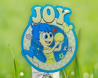 Joyful feelings acrylic badge reel or lanyard gift for friend retractable badge reel holiday ID holder name tag clip work ID tag emotions