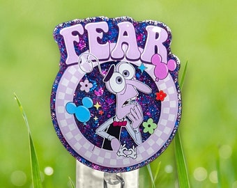 Fearful feelings acrylic badge reel or lanyard gift for friend retractable badge reel kids ID holder name tag clip work ID tag emotions