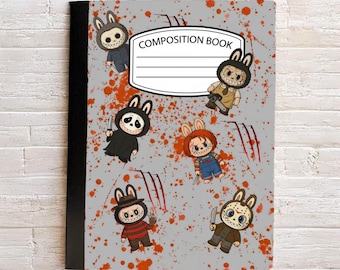 Horror monsters composition book scary Halloween writing journal school supplies back to school writing book horror movie slasher fan