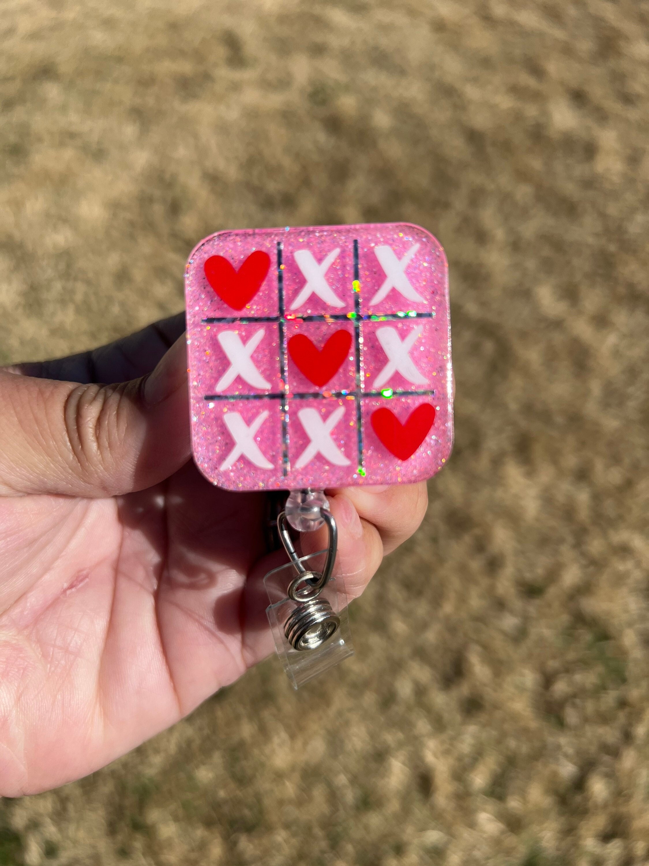 Valentine Tic-tac-toe Acrylic Badge Reel or Lanyard - Etsy