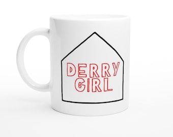 DERRY GIRL Tazza in ceramica minimalista Derry City Red Black White da 11 once