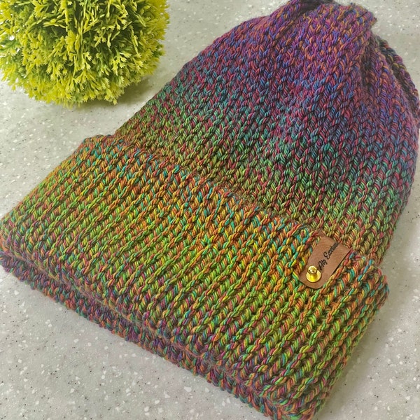 Knit Beanie -Multicolor beanie - Winter hat - colorful hat
