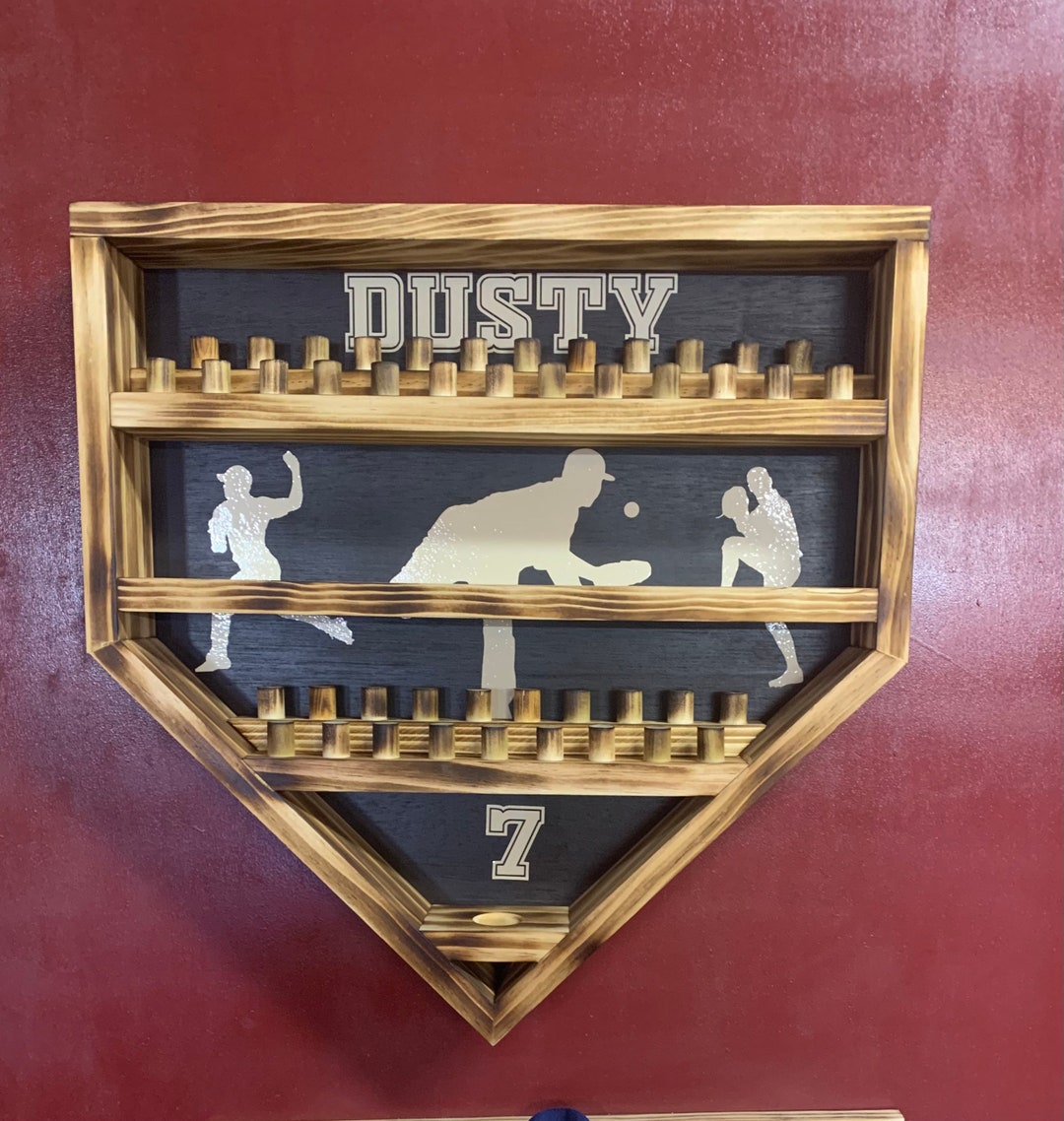 Personalized Pitcher’s Ball and Ring Display - Holds 44 Rings/medals ...