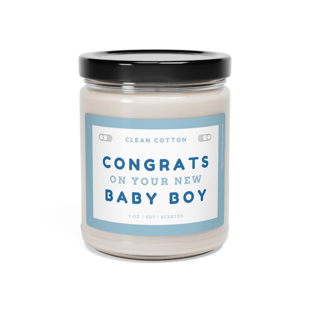 Congrats on Your New Baby Boy Candle 9oz Soy Wax Scented Candle Baby