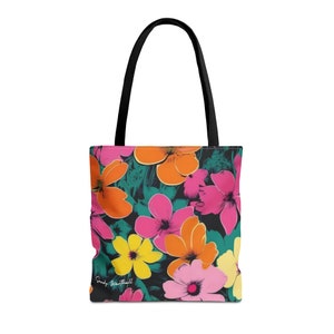 Vintage-Inspired Floral Tote Bag by Sandy Warthall - 1960s Pop Art Design