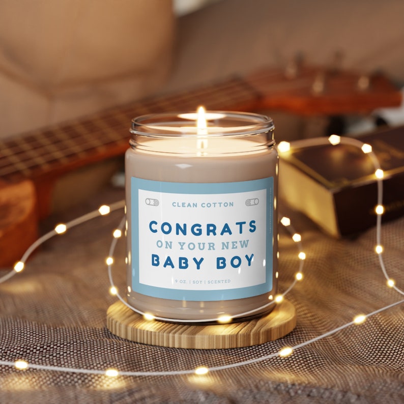 Congrats on Your New Baby Boy Candle 9oz Soy Wax Scented Candle Baby