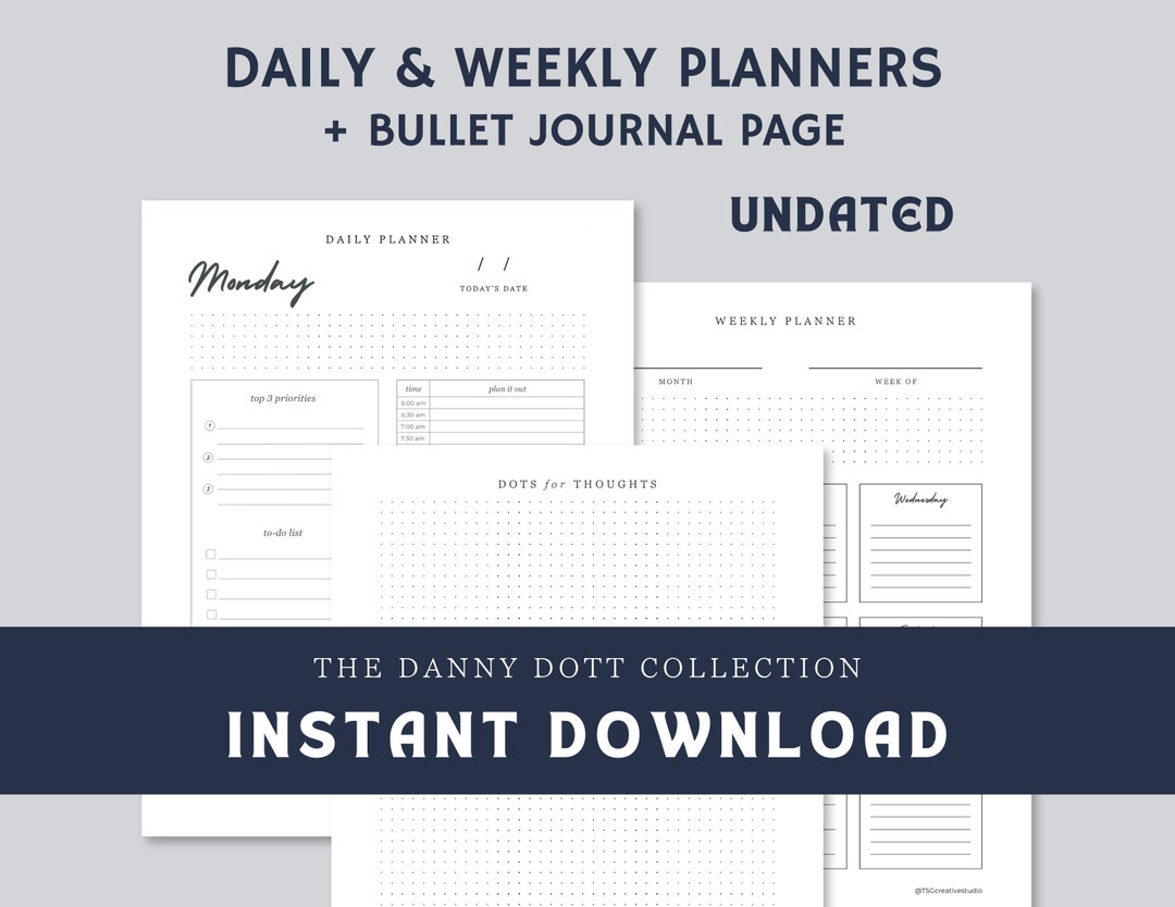 Daily Weekly Planner Bundle, Printable PDF for Bullet Journaling ...