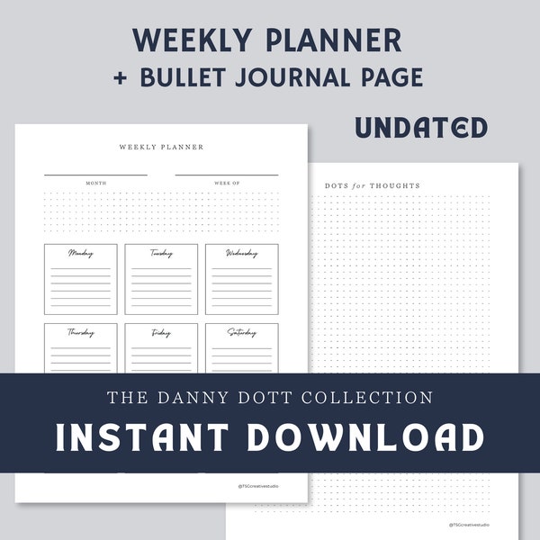 Weekly Planner Bundle, Printable PDF for Bullet Journaling, Prioritizing, Doodling Planner, Blank Weekly Bundle, Gender Neutral Planner