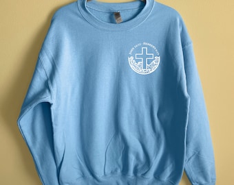 V2 Seeking Peace In The Undertow Crewneck - White Vinyl | Handmade Christian Sweatshirt | Vinyl Graphic Christian Crew | Christian Apparel