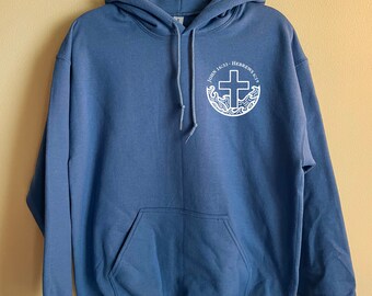 Sudadera con capucha "Buscando la paz en la resaca" (delantera y trasera) - Sudadera cristiana de vinilo blanco
