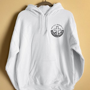 V2 Seeking Peace In The Undertow Hoodie - Black Vinyl | Handmade Christian Sweatshirt | Vinyl Graphic Christian Hoodie | Christian Apparel