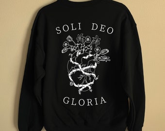 Soli Deo Gloria Crewneck - White Vinyl | Handmade Christian Crewneck Sweatshirt | Vinyl Graphic Christian Crewneck | Christian Apparel