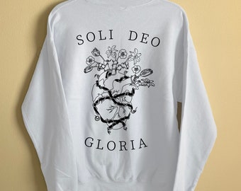 Soli Deo Gloria Crewneck - Black Vinyl | Handmade Christian Crewneck Sweatshirt | Vinyl Graphic Christian Crewneck | Christian Apparel