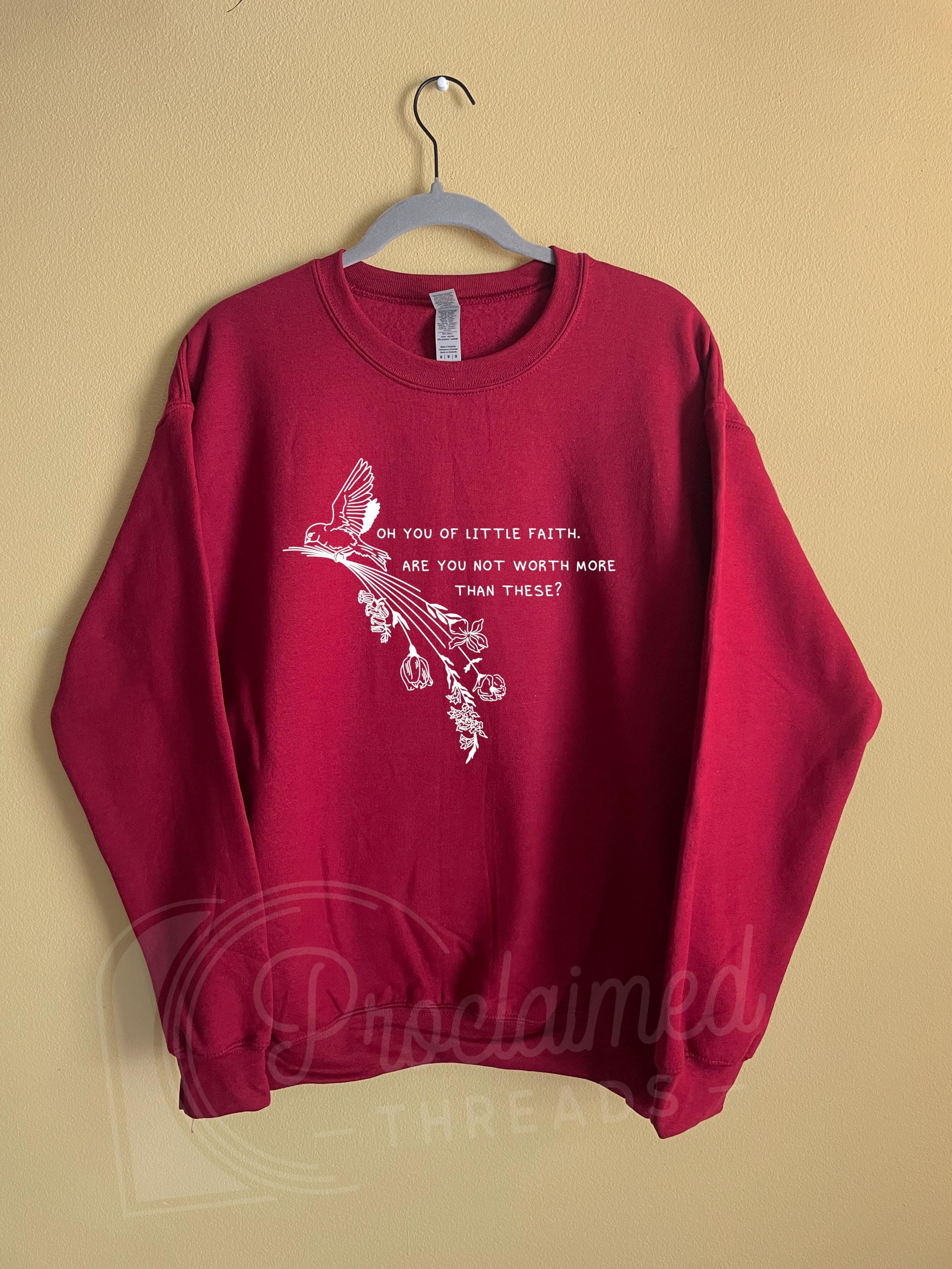Sparrow & Wildflowers Crewneck - White Vinyl | Handmade Christian Crewneck Sweatshirt | Vinyl Graphic Christian Crewneck | Christian Apparel