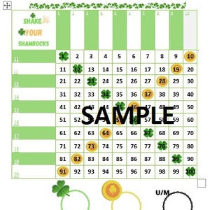 Tema del Día de San Patricio / 1 cuadrícula estándar / 20 líneas / 1 a 100 bolas / 1 bingo estándar de 15 líneas / 1 a 75 bolas / Tableros de bingo