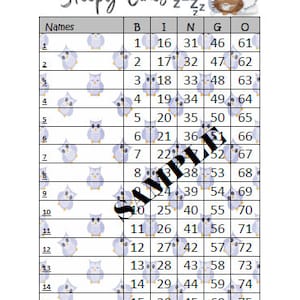 15 Line Bingo| Sleepy Lines| Bingo Boards| Standard 15 Lines 75 Balls| Bingo Cards| Digital Custom Board Games