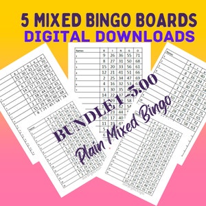 Bingo mixte| 5 téléchargements numériques variés | Lot #1| Lot mixte| 1-75 balles