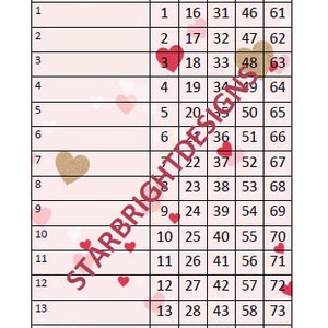 Bingo Cards| Valentine Theme| Custom Board Games