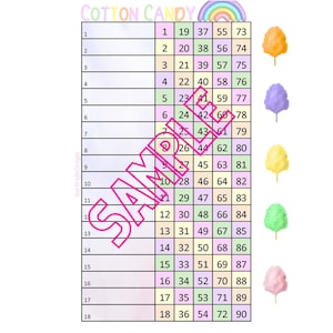 Bingo standard à 18 lignes, 90 boules, arc-en-ciel