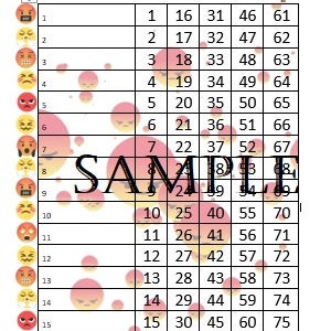 Bingo boards| 15 Line| 75 Balls| First Set Curse |Emoji Theme |Custom Game Boards