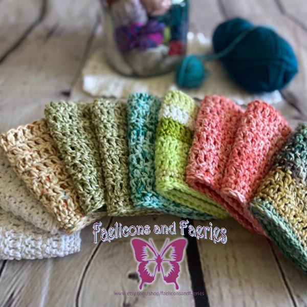 Set of One (1)~> 100% Cotton, 11”x11” Crochet Washcloth, Individual Crochet Dishcloth or Cloth with Matching Scrubby-Ready to Ship