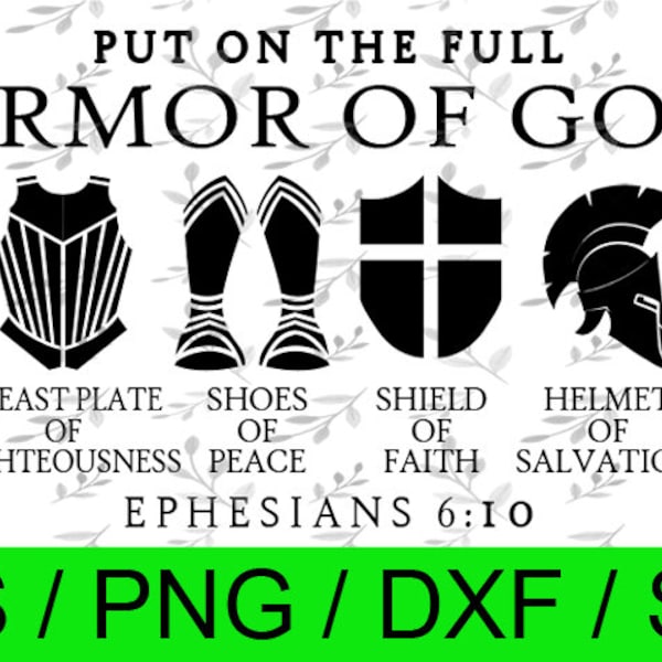 Full Armor of God Design T Shirt Christian Cricut and Silhouette Cameo File SVG and PNG