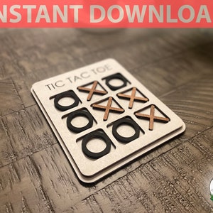 Tic Tac Toe Game SVG Fun | Glowforge Laser Dice Handmade Bar Wooden