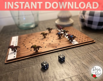 Horse Racing Game SVG Fun | Glowforge Laser Dice Handmade Bar Wooden