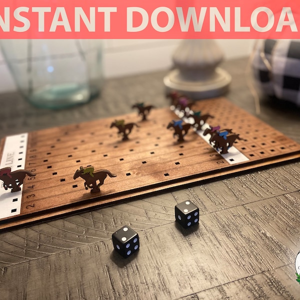 Horse Racing Game SVG Fun | Glowforge Laser Dice Handmade Bar Wooden