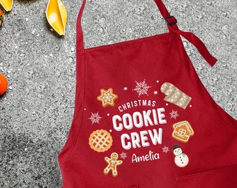 Personalized Christmas Cookie Crew Apron: Custom Name Cooking Gift
