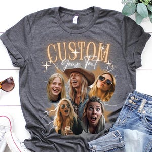 Custom Graphic Photo Vintage Washed Shirt, Family Bootleg Graphic Shirt, Personalized Bootleg Custom,Custom Your Photo, Graduation Gift Idea