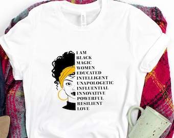 Afro Woman T-Shirt: Black Queen Magic Power Tee