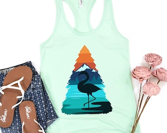 Tropical Flamingo Tank Top, Ladies Summer Tee