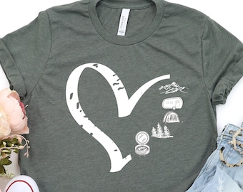 Camping Shirt, Camp Lover Shirt, Camping Heart Shirt, Cute Hiking Shirt, Adventure Shirt, Camper Shirt, Gift for Her