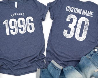 Custom Name 30th birthday shirt Vintage 1996 Birthday Tee