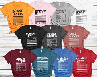 Funny Thanksgiving Food Nutrition Facts T-Shirt: Holiday Group Shirts
