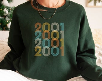 21st Birthday Sweatshirt: Retro 2001 Turning 21 Gift