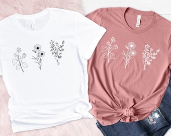 Wildflower Tshirt, Wild Flowers Shirt, Floral Tshirt, Flower Shirt, Gift for Women, Ladies Shirts, Best Friend Gift