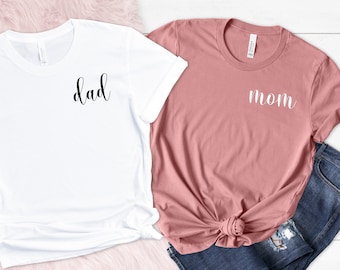 Mom and Dad Pocket Tees: Matching Pregnancy Reveal Shirts