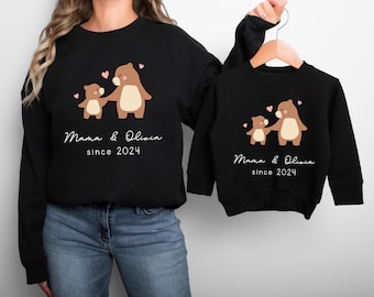 Personalised Matching Mummy and Mini Sweatshirts,1st Mother's Day Sweatshirt with Kid Name,Mothers Day gift,Adult and Child Matching New Mum