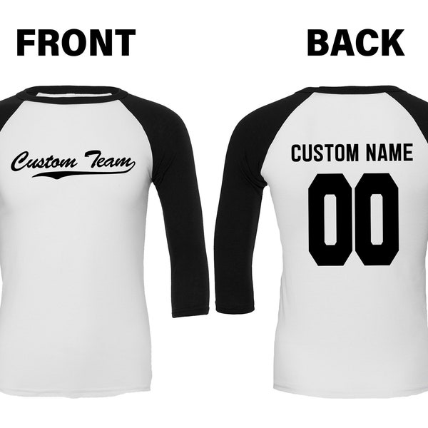 Custom Jersey-Style T-Shirt, Personalized Unisex Youth Toddler Raglan Baseball Shirt, Add Your Team, Name, Number,Group,Custom Text Onesie®