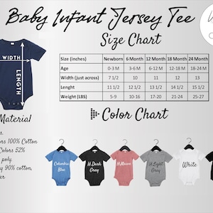 baby infant jersey tee shirt size chart