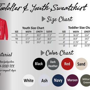 a graphic of a youth's youth sweatsuit size chart