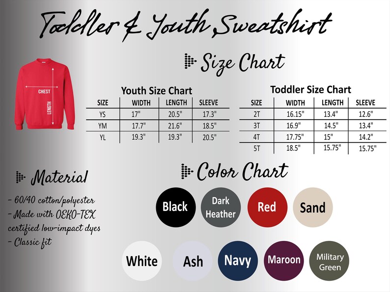 a graphic of a youth's youth sweatsuit size chart