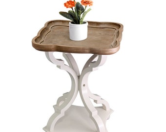 Country Style Accent Table with Octagonal Top, Natural