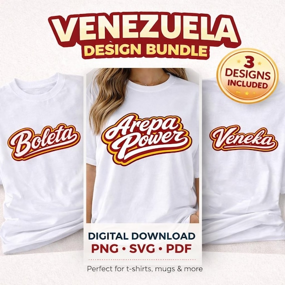 Venezuela Bundle | Arepa Power, Boleta, Veneka Shirt Designs Icono | PNG SVG PDF | Digital Download Cricut | Clasico Mundial Beisbol | Wbc